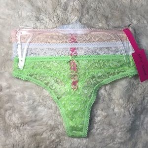 Betsey Johnson 3 Pack Lace Thong Panties